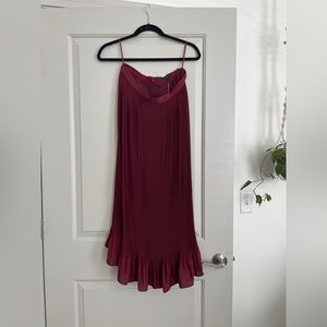 NWT J Crew Burgundy Straight Pleat Midi Skirt